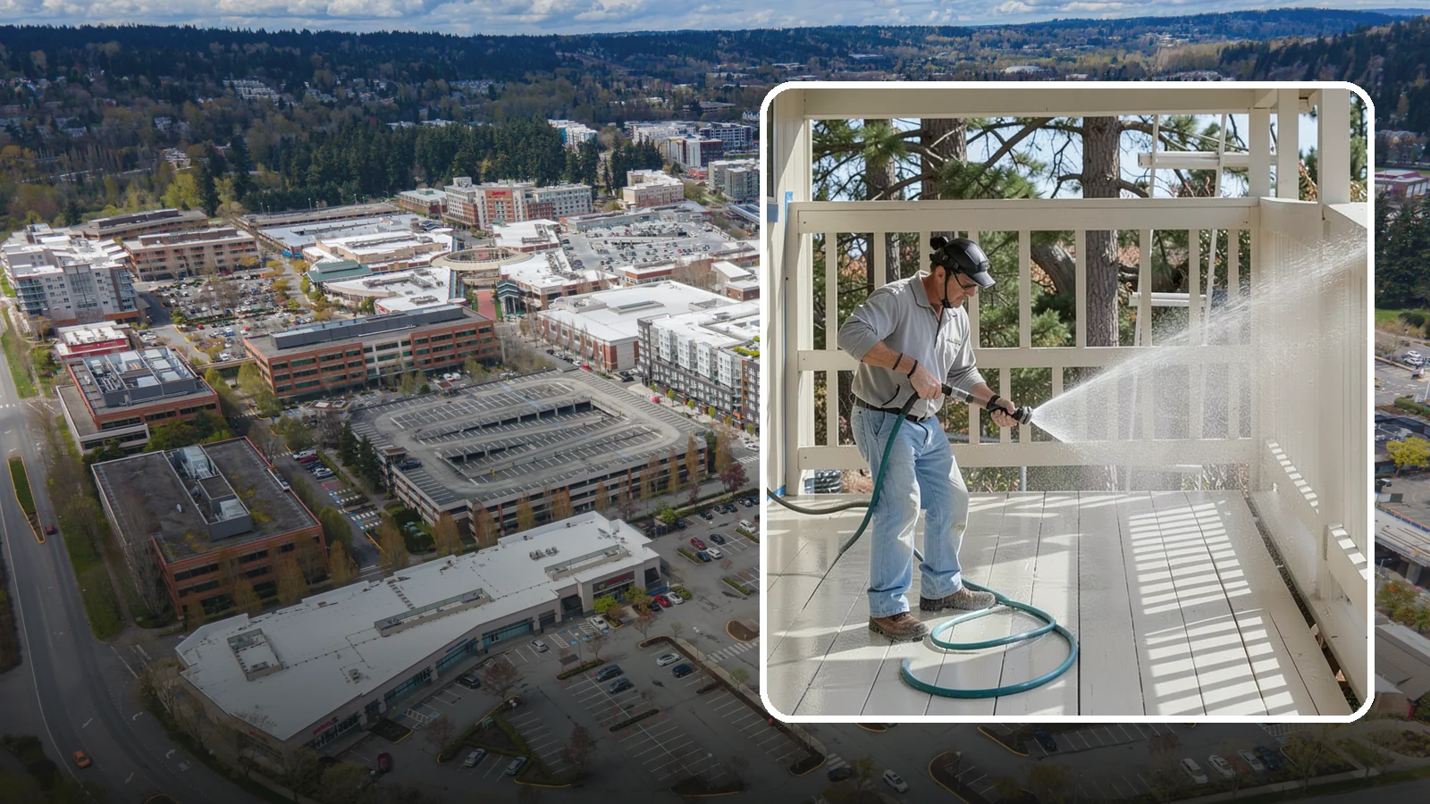 Porch Cleaning in Redmond, King County, WA - We wash porch floors, ceilings, and posts to lift the moss, mud, and pollen that dull this high-traffic entry.