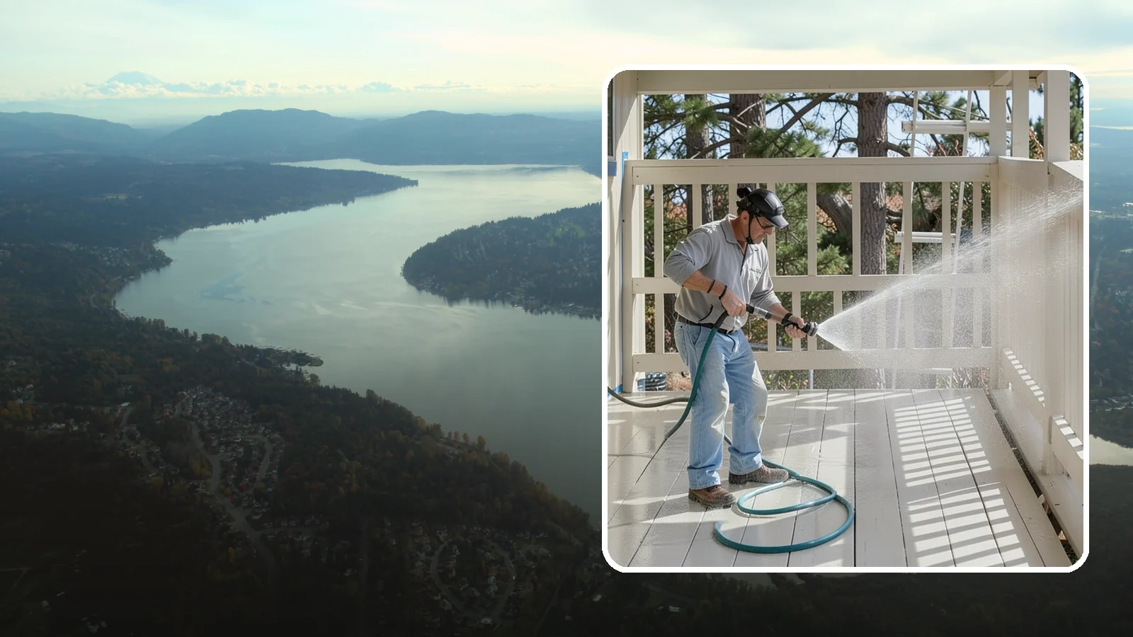 Porch Cleaning in Sammamish, King County, WA - We wash porch floors, ceilings, and posts to lift the moss, mud, and pollen that dull this high-traffic entry.