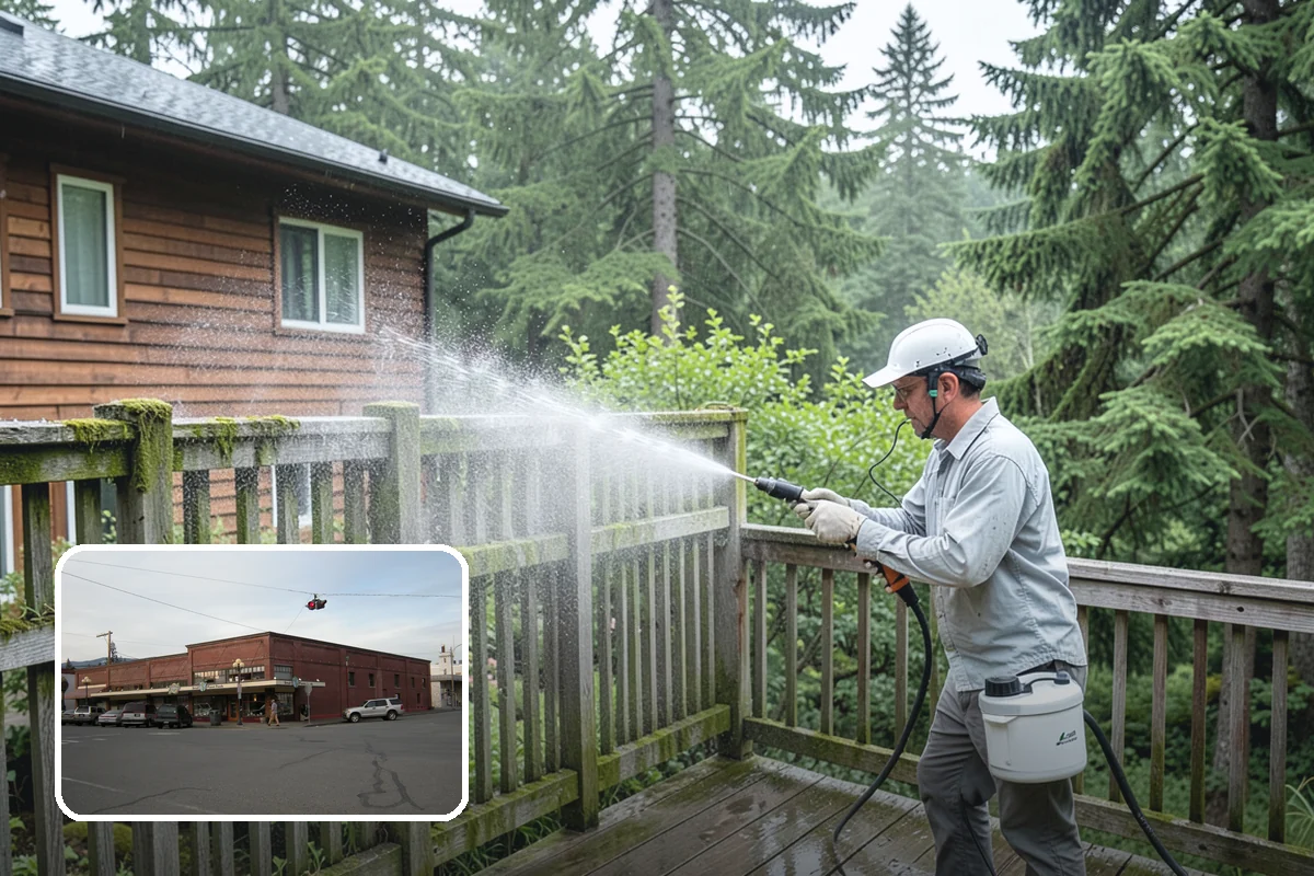 Porch Cleaning in Sedro-Woolley, Skagit County, WA - Removes moss and slick film from high-traffic porch floors