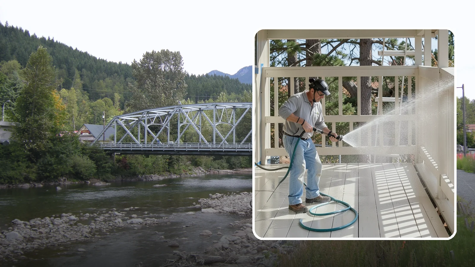 Porch Cleaning in Skykomish, King County, WA - We wash porch floors, ceilings, and posts to lift the moss, mud, and pollen that dull this high-traffic entry.