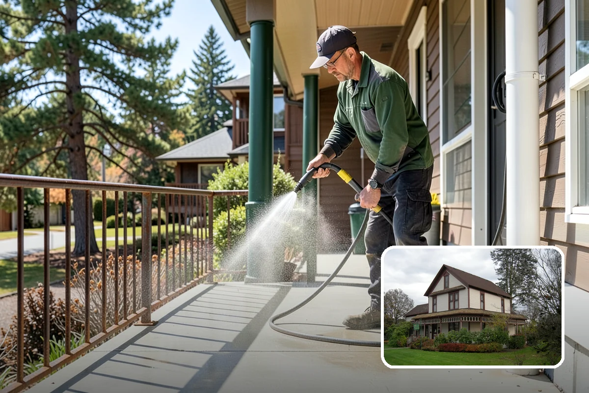 Porch Cleaning in Sumner, Pierce County, WA - Removes moss and slick film from high-traffic porch floors