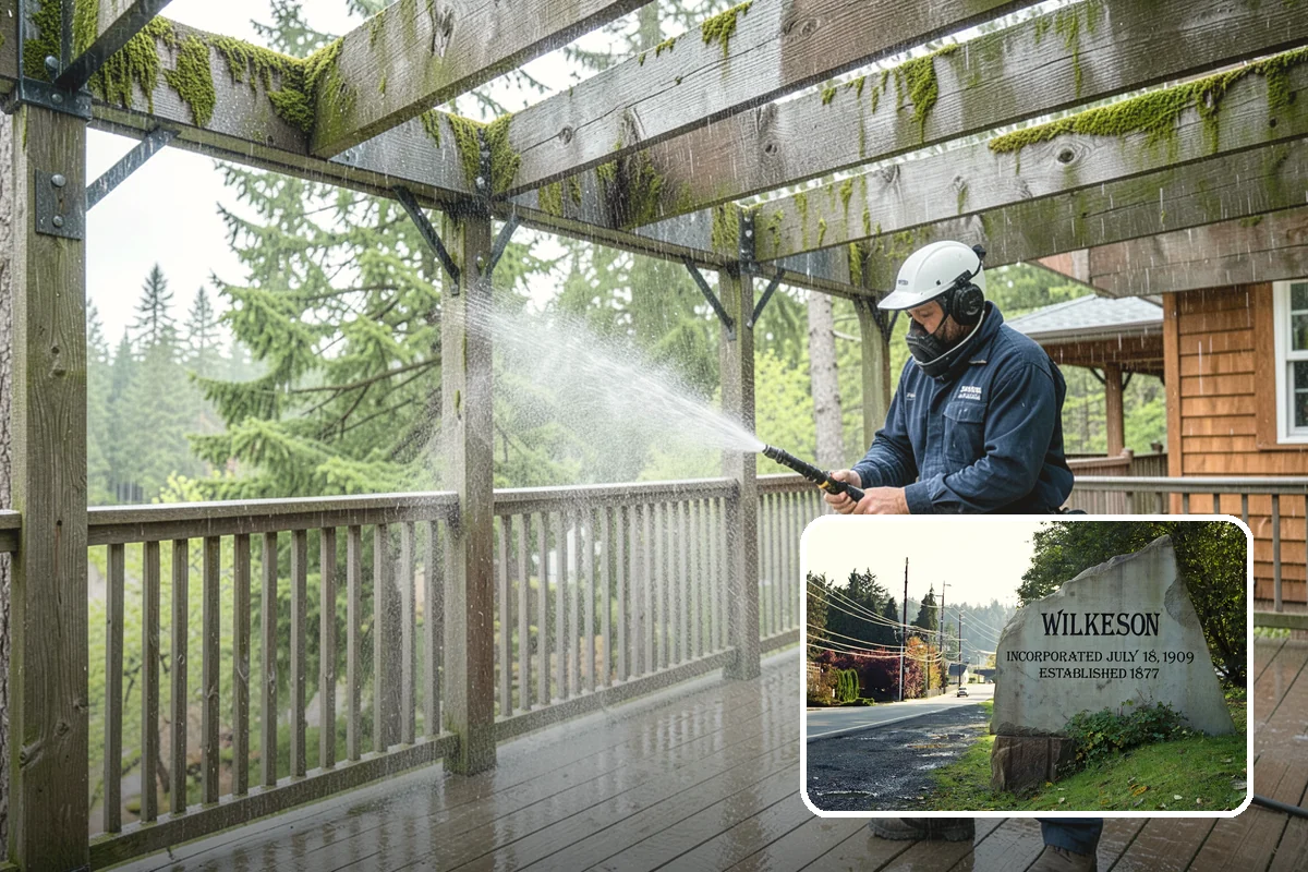 Porch Cleaning in Wilkeson, Pierce County, WA - Removes moss and slick film from high-traffic porch floors