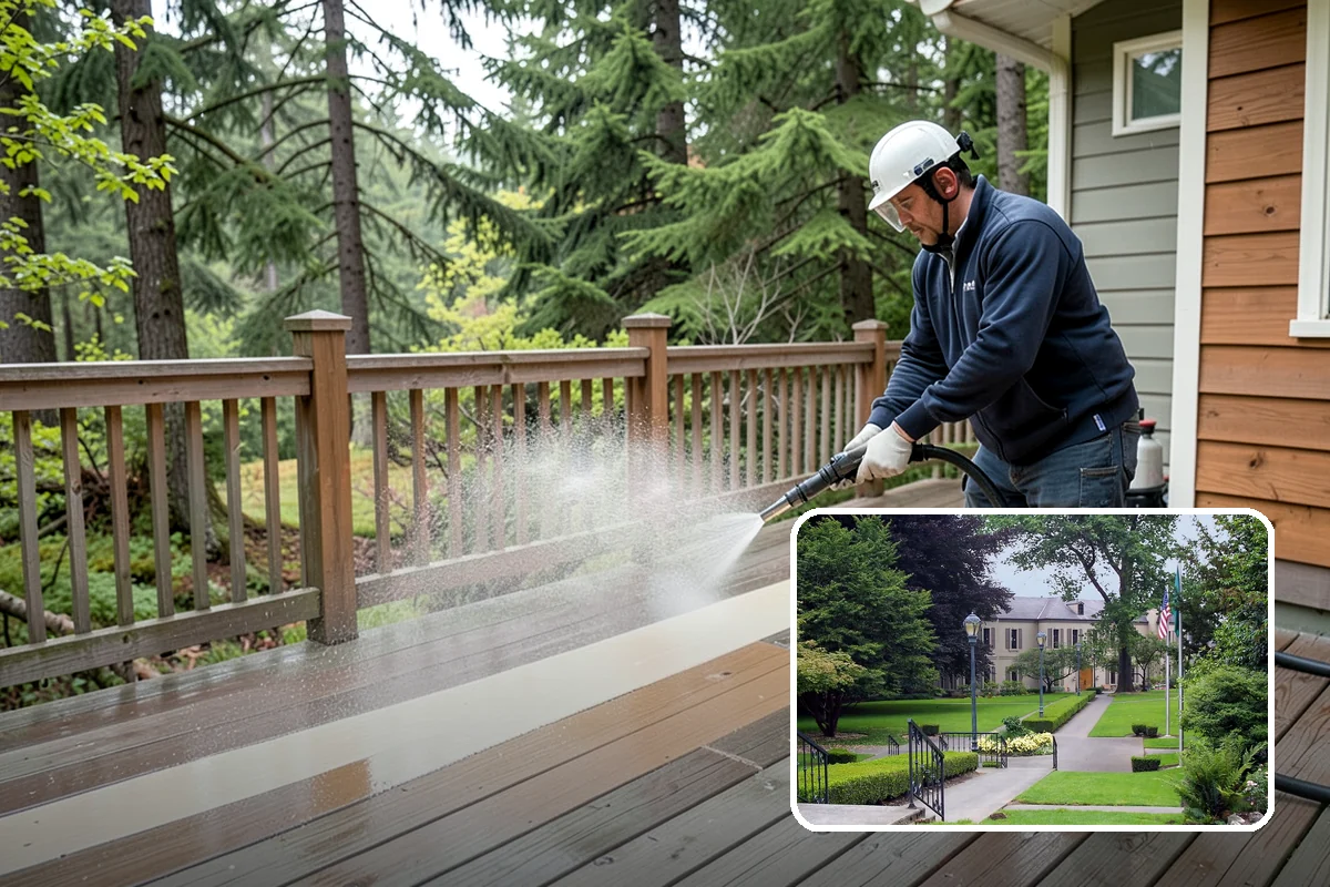 Porch Cleaning in Woodinville, King County, WA - Removes moss and slick film from high-traffic porch floors