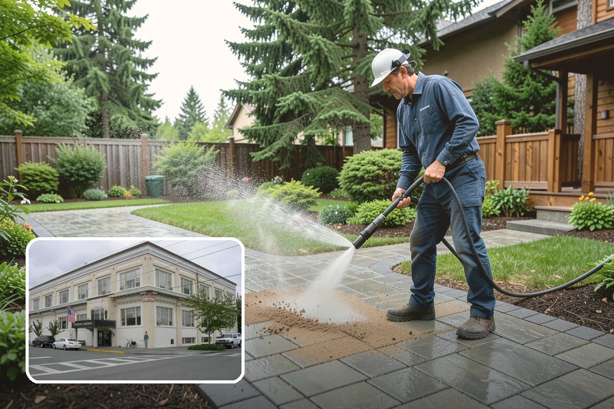Post-Construction Pressure Washing in Anacortes, Skagit County, WA - Strips dried mortar and paint from hardscapes