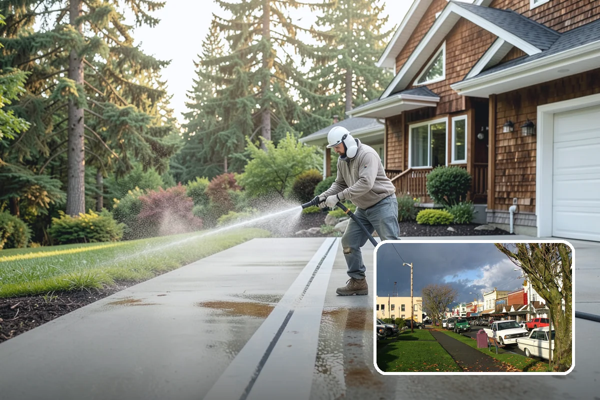 Post-Construction Pressure Washing in Arlington, Snohomish County, WA - Strips dried mortar and paint from hardscapes