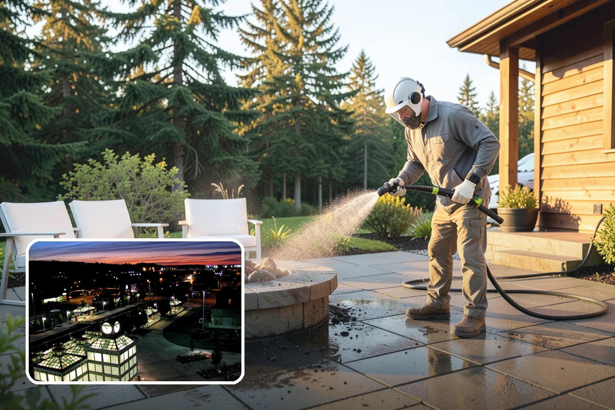 Post-Construction Pressure Washing in Auburn, King County, WA - Strips dried mortar and paint from hardscapes