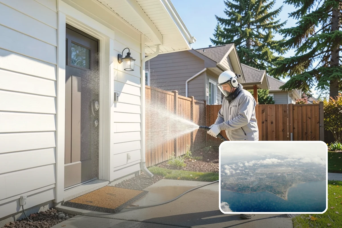 Post-Construction Pressure Washing in Burien, King County, WA - Strips dried mortar and paint from hardscapes