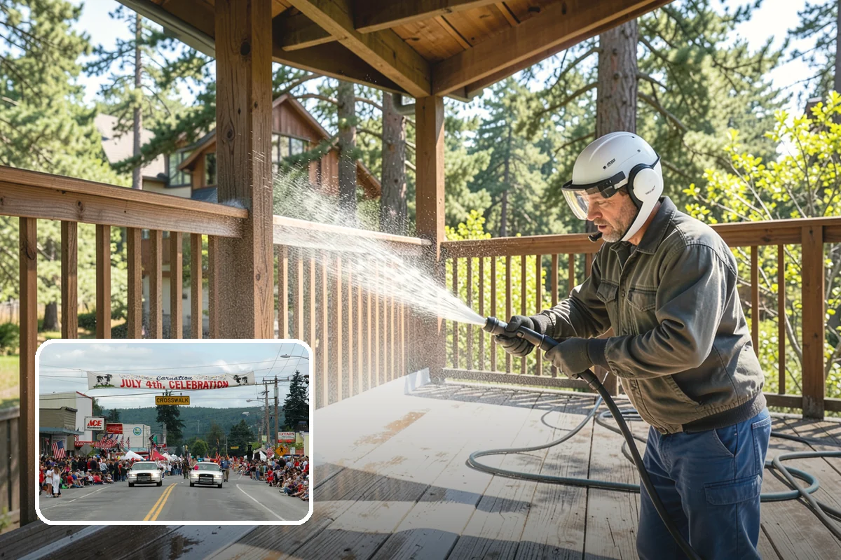 Post-Construction Pressure Washing in Carnation, King County, WA - Strips dried mortar and paint from hardscapes