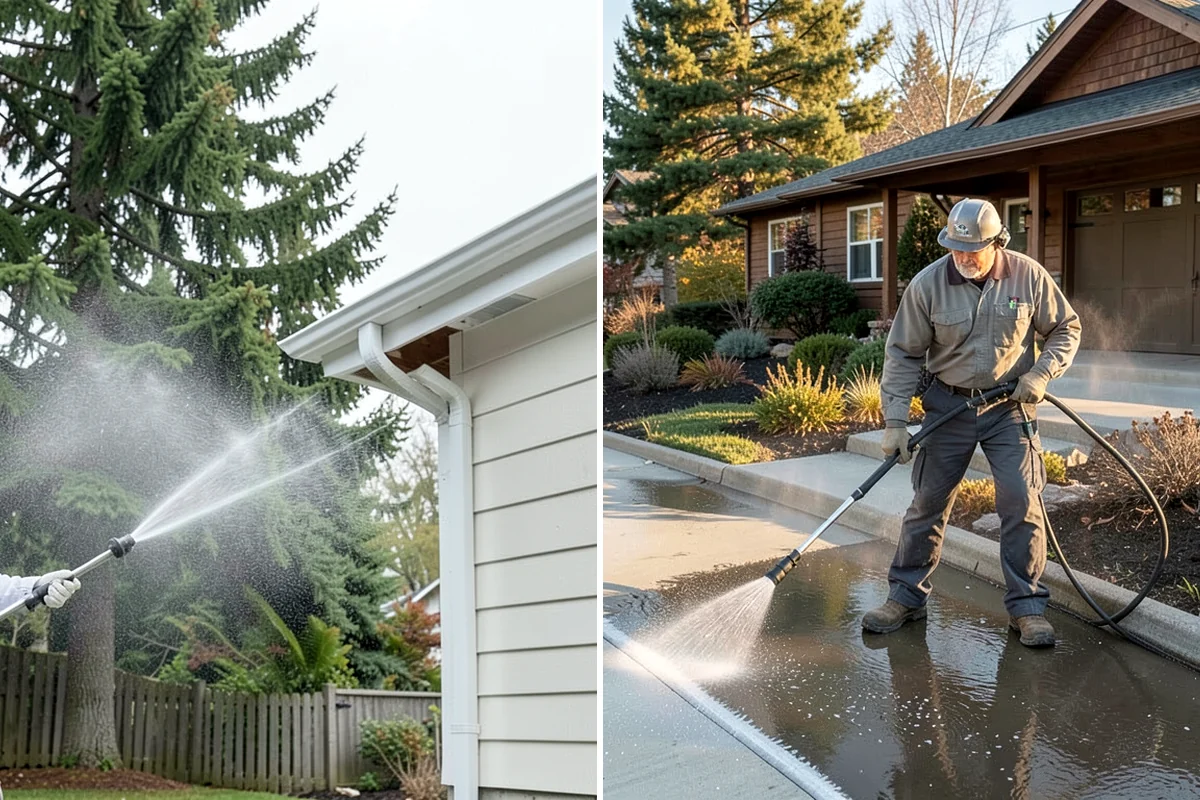 Post-Construction Pressure Washing in Clyde Hill, King County, WA - Assess residue hardness across each surface
