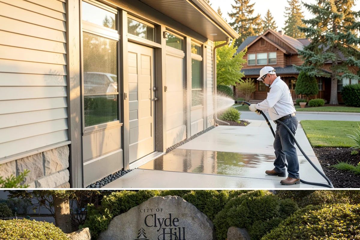 Post-Construction Pressure Washing in Clyde Hill, King County, WA - Post-construction pressure washing is completed as the final trade wraps, with dry-weather scheduling preferred so surfaces are...