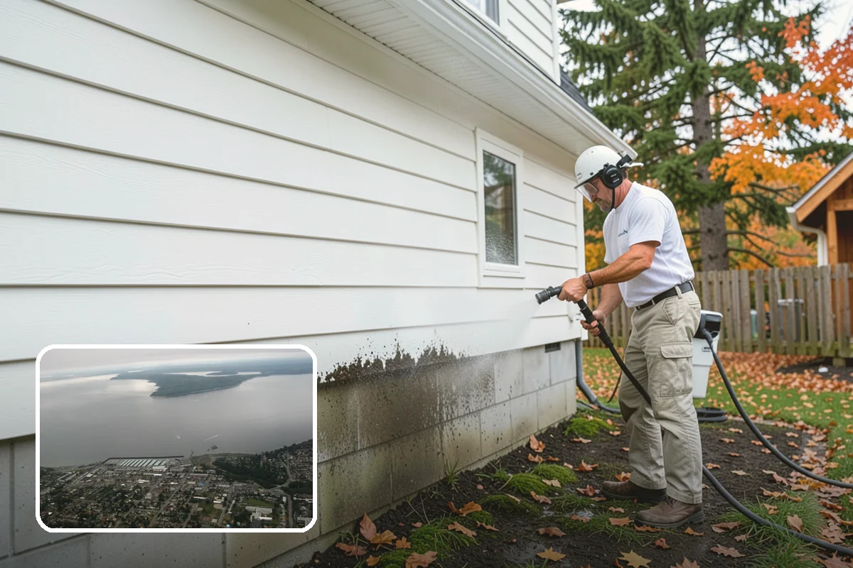 Post-Construction Pressure Washing in Des Moines, King County, WA - Strips dried mortar and paint from hardscapes
