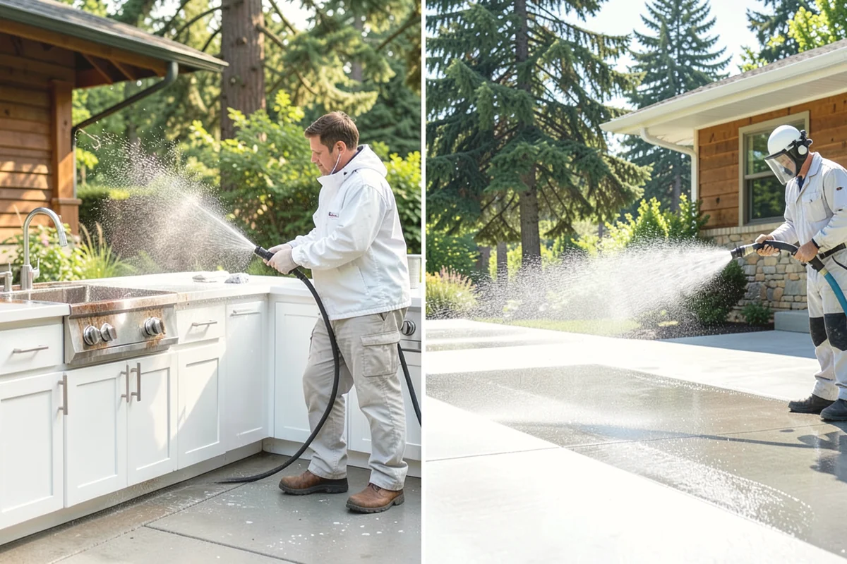 Post-Construction Pressure Washing in Duvall, King County, WA - Assess residue hardness across each surface