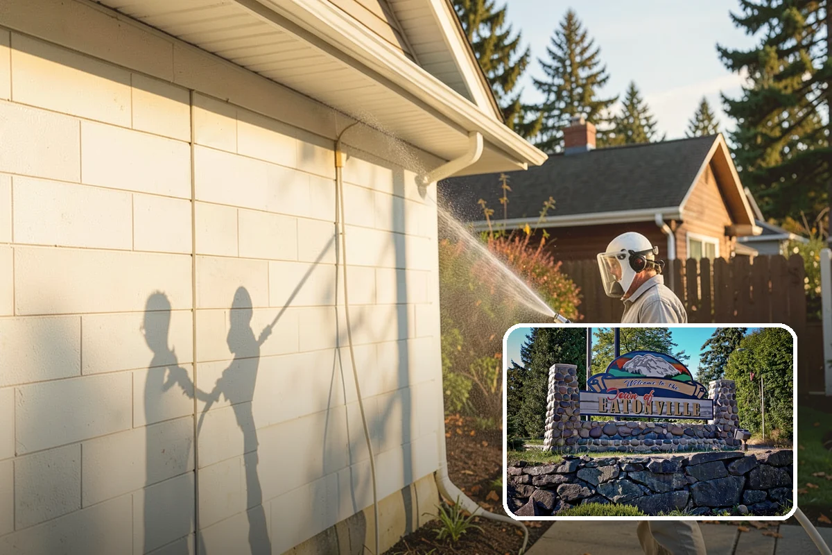 Post-Construction Pressure Washing in Eatonville, Pierce County, WA - Strips dried mortar and paint from hardscapes