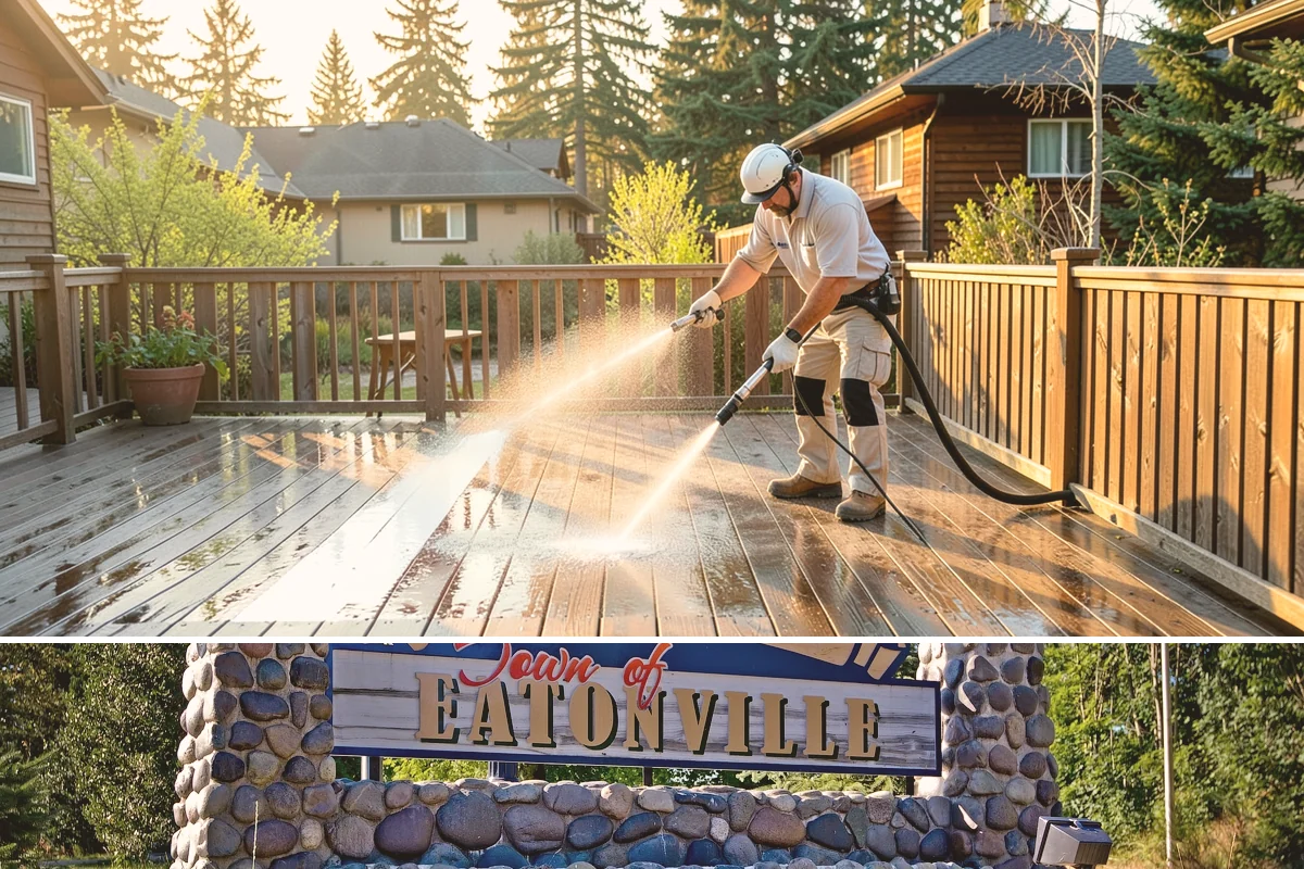 Post-Construction Pressure Washing in Eatonville, Pierce County, WA - Post-construction pressure washing is completed as the final trade wraps, with dry-weather scheduling preferred so surfaces are...