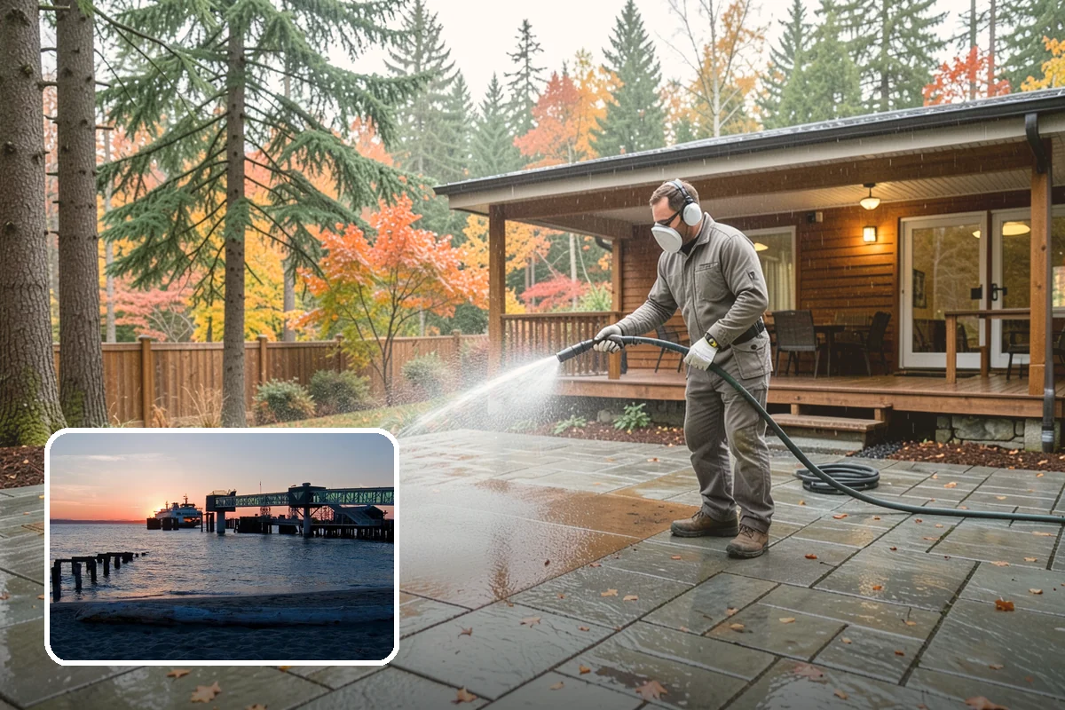 Post-Construction Pressure Washing in Edmonds, Snohomish County, WA - Strips dried mortar and paint from hardscapes