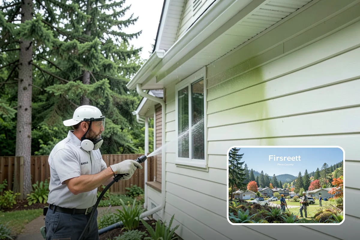 Post-Construction Pressure Washing in Fircrest, Pierce County, WA - Strips dried mortar and paint from hardscapes