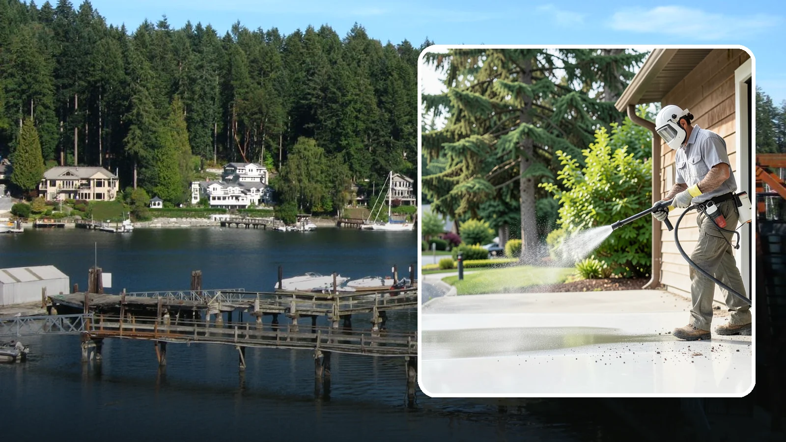 Post-Construction Pressure Washing in Gig Harbor, Pierce County, WA - We handle heavy post-construction washing on Washington properties to clear the toughest build-out residue.