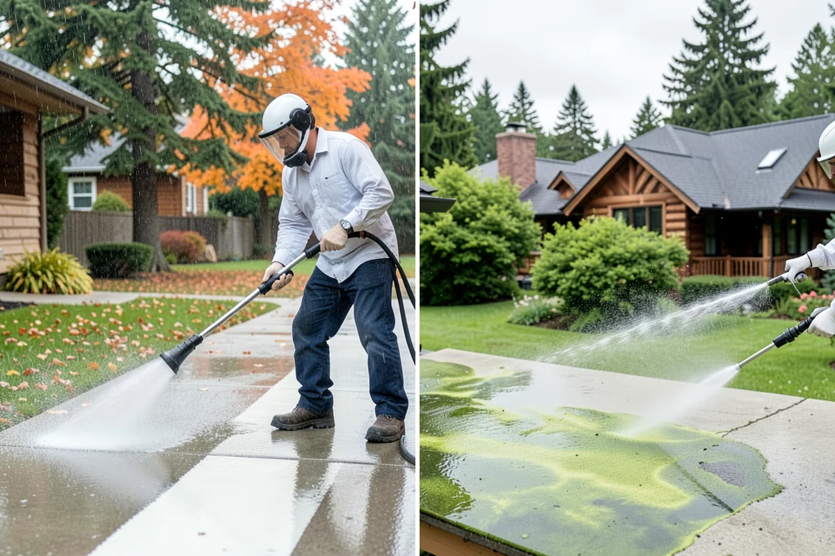 Post-Construction Pressure Washing in Gig Harbor, Pierce County, WA - Assess residue hardness across each surface