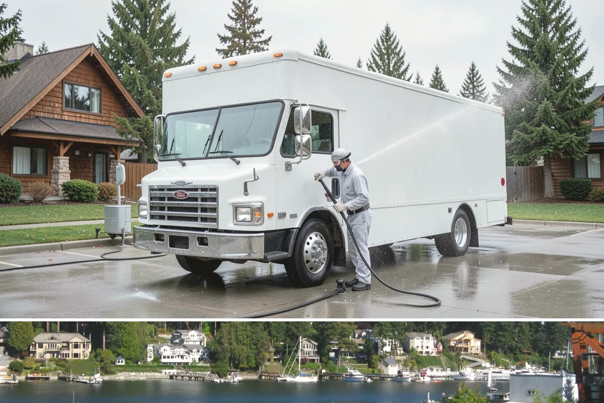 Post-Construction Pressure Washing in Gig Harbor, Pierce County, WA - Post-construction pressure washing is completed as the final trade wraps, with dry-weather scheduling preferred so surfaces are...