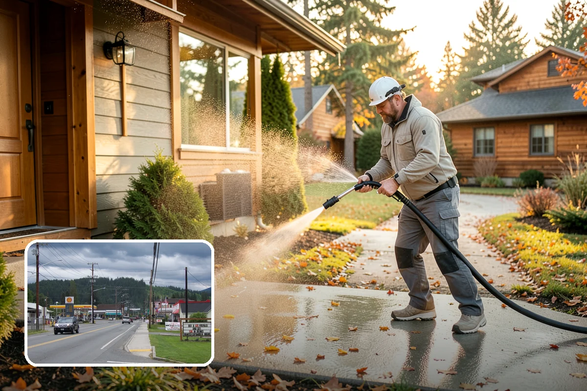 Post-Construction Pressure Washing in Granite Falls, Snohomish County, WA - Strips dried mortar and paint from hardscapes