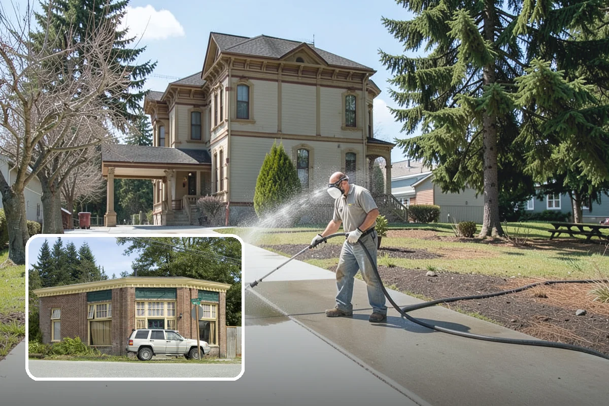 Post-Construction Pressure Washing in Hamilton, Skagit County, WA - Strips dried mortar and paint from hardscapes