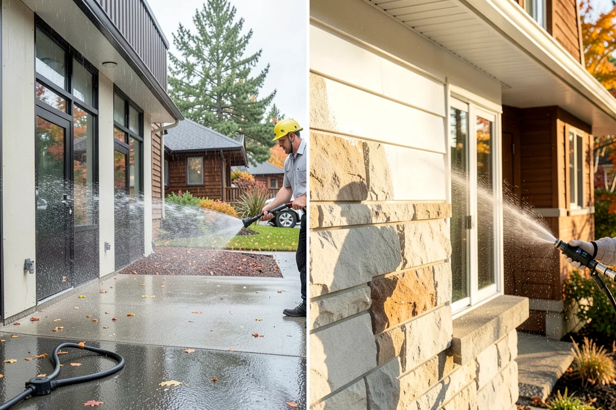 Post-Construction Pressure Washing in Hunts Point, King County, WA - Assess residue hardness across each surface