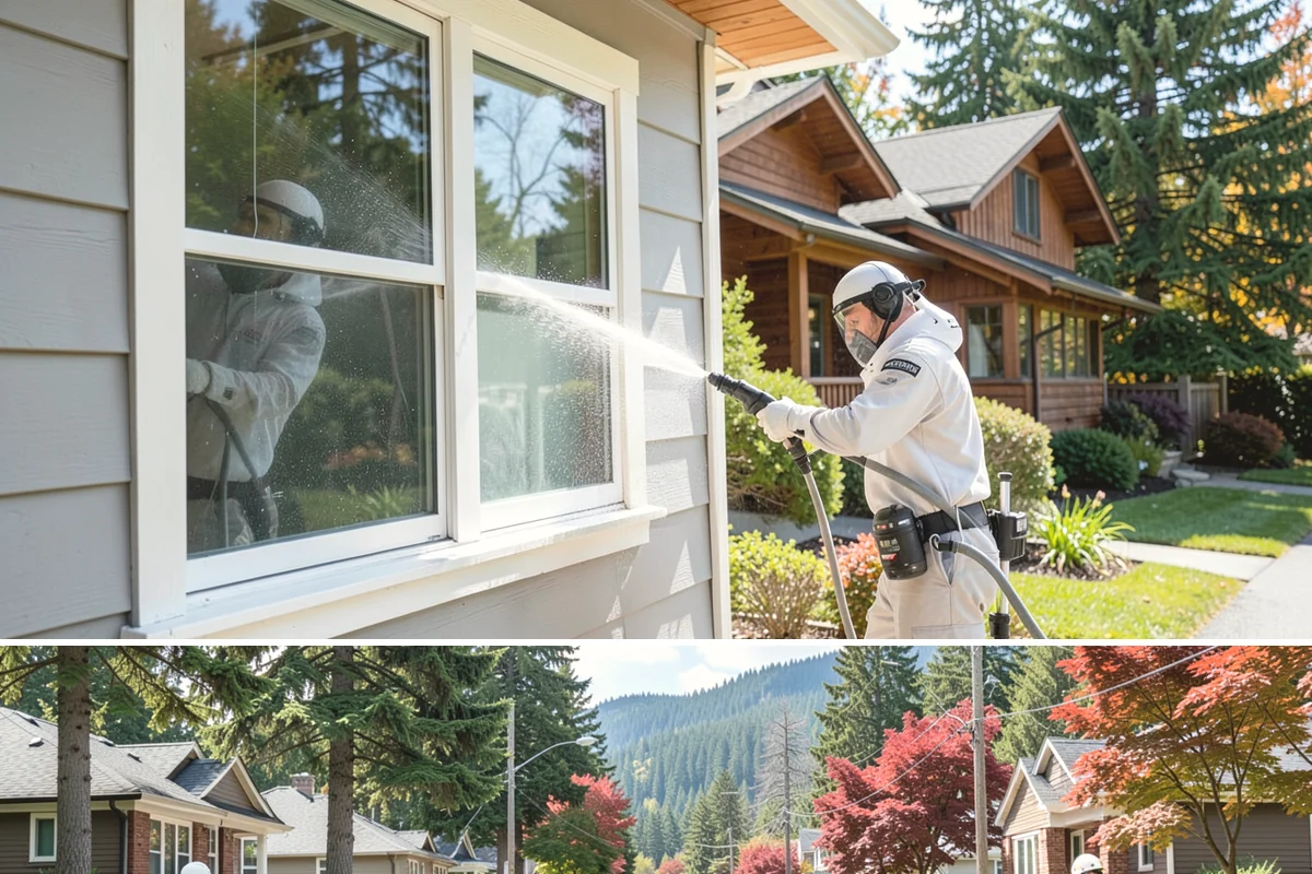 Post-Construction Pressure Washing in Hunts Point, King County, WA - Post-construction pressure washing is completed as the final trade wraps, with dry-weather scheduling preferred so surfaces are...