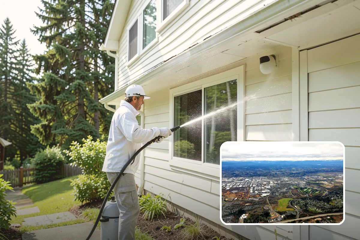 Post-Construction Pressure Washing in Kent, King County, WA - Strips dried mortar and paint from hardscapes