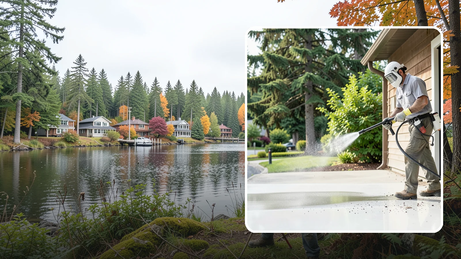 Post-Construction Pressure Washing in La Conner, Skagit County, WA - We handle heavy post-construction washing on Washington properties to clear the toughest build-out residue.