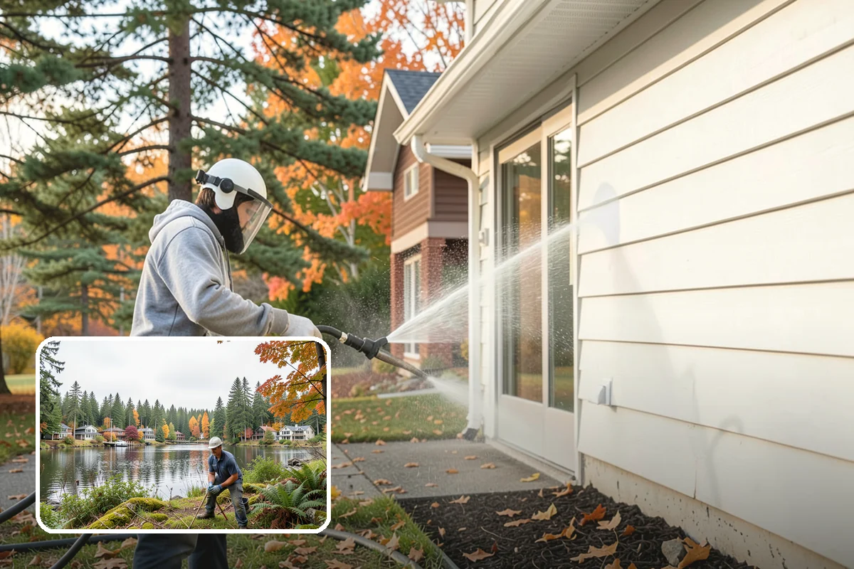 Post-Construction Pressure Washing in La Conner, Skagit County, WA - Strips dried mortar and paint from hardscapes