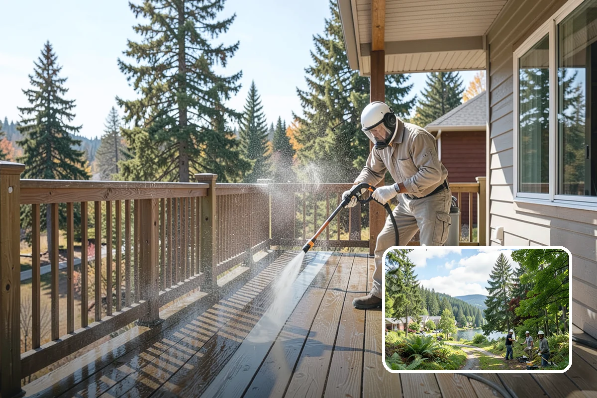 Post-Construction Pressure Washing in Lake Forest Park, King County, WA - Strips dried mortar and paint from hardscapes