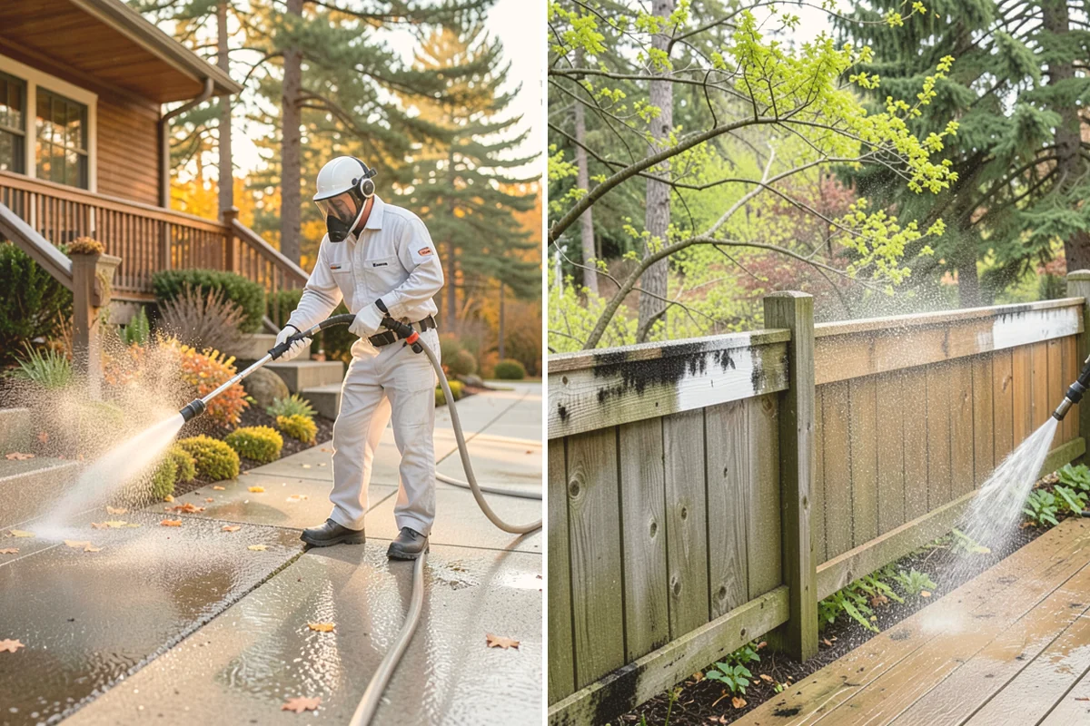 Post-Construction Pressure Washing in Langley, Island County, WA - Assess residue hardness across each surface
