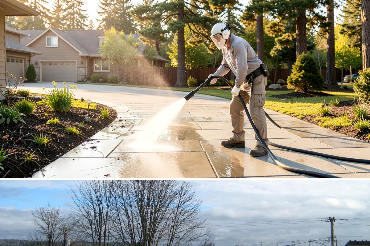 Post-Construction Pressure Washing in Langley, Island County, WA - Post-construction pressure washing is completed as the final trade wraps, with dry-weather scheduling preferred so surfaces are...