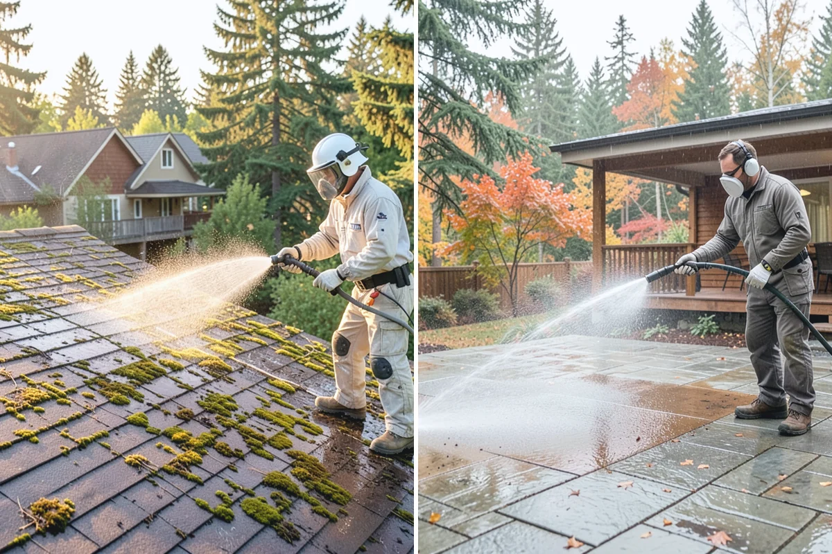 Post-Construction Pressure Washing in Medina, King County, WA - Assess residue hardness across each surface
