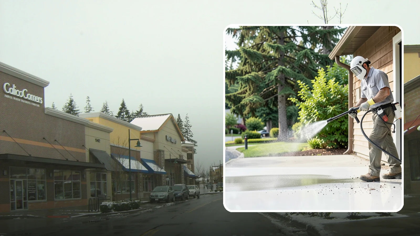 Post-Construction Pressure Washing in Mill Creek, Snohomish County, WA - We handle heavy post-construction washing on Washington properties to clear the toughest build-out residue.