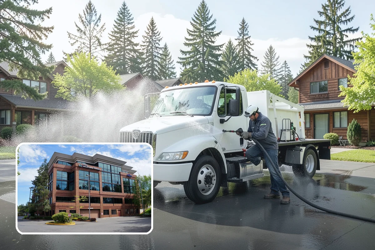 Post-Construction Pressure Washing in Mountlake Terrace, Snohomish County, WA - Strips dried mortar and paint from hardscapes