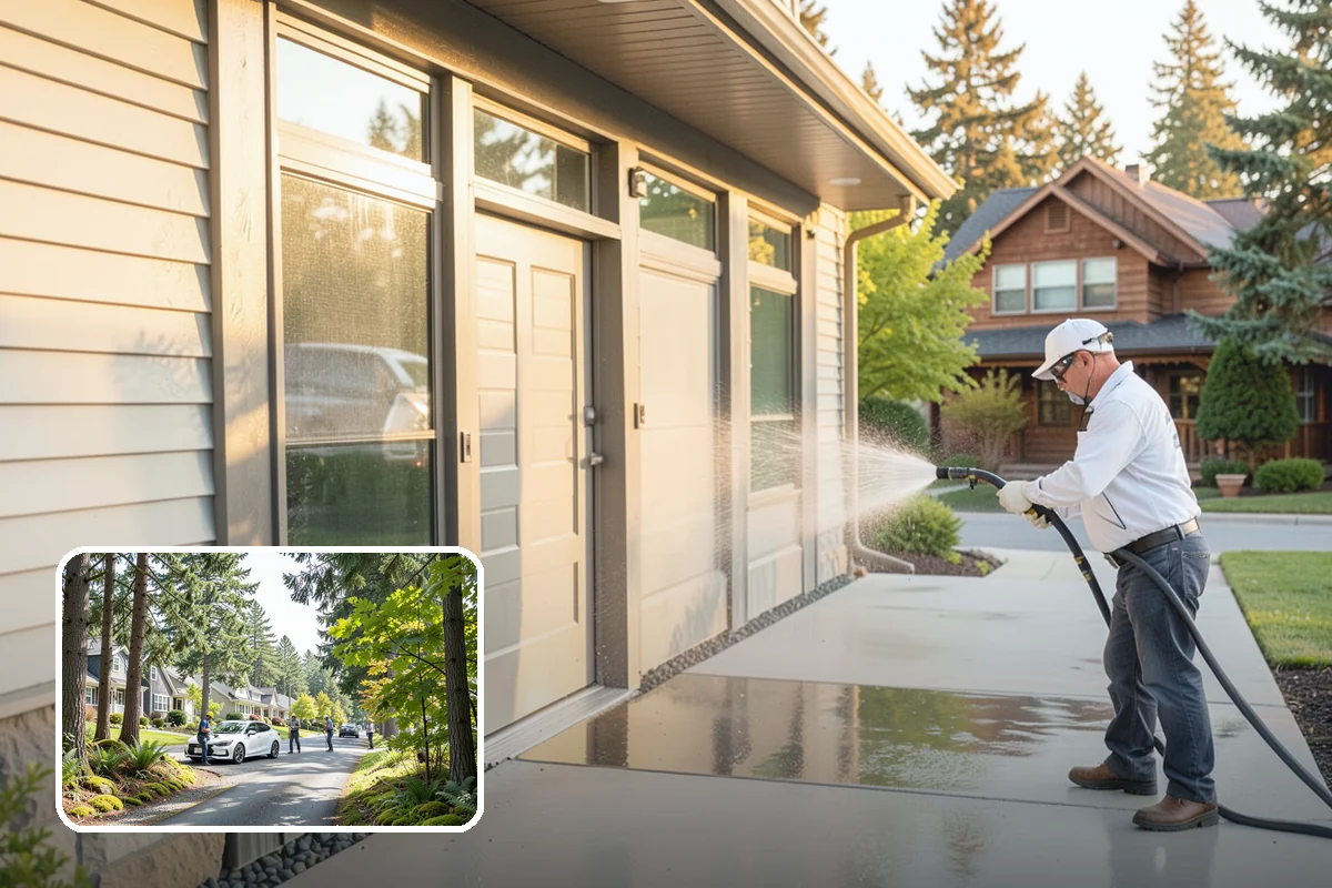 Post-Construction Pressure Washing in Normandy Park, King County, WA - Strips dried mortar and paint from hardscapes