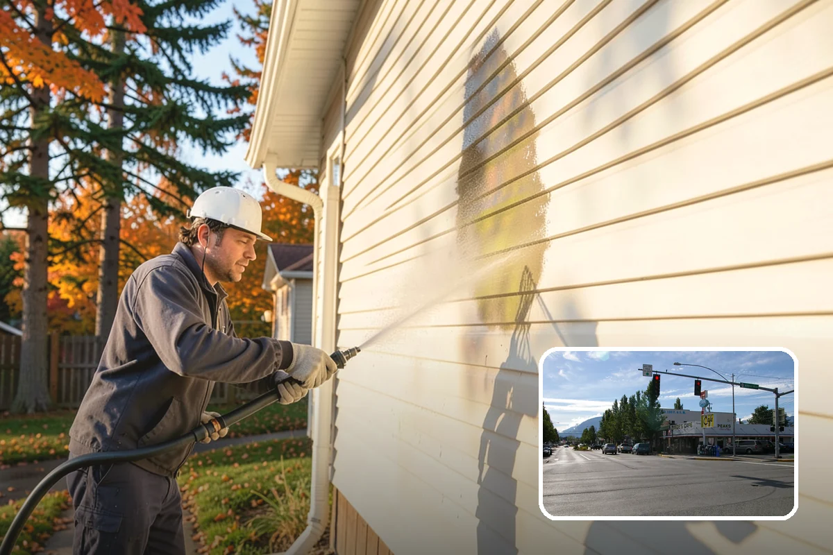 Post-Construction Pressure Washing in North Bend, King County, WA - Strips dried mortar and paint from hardscapes