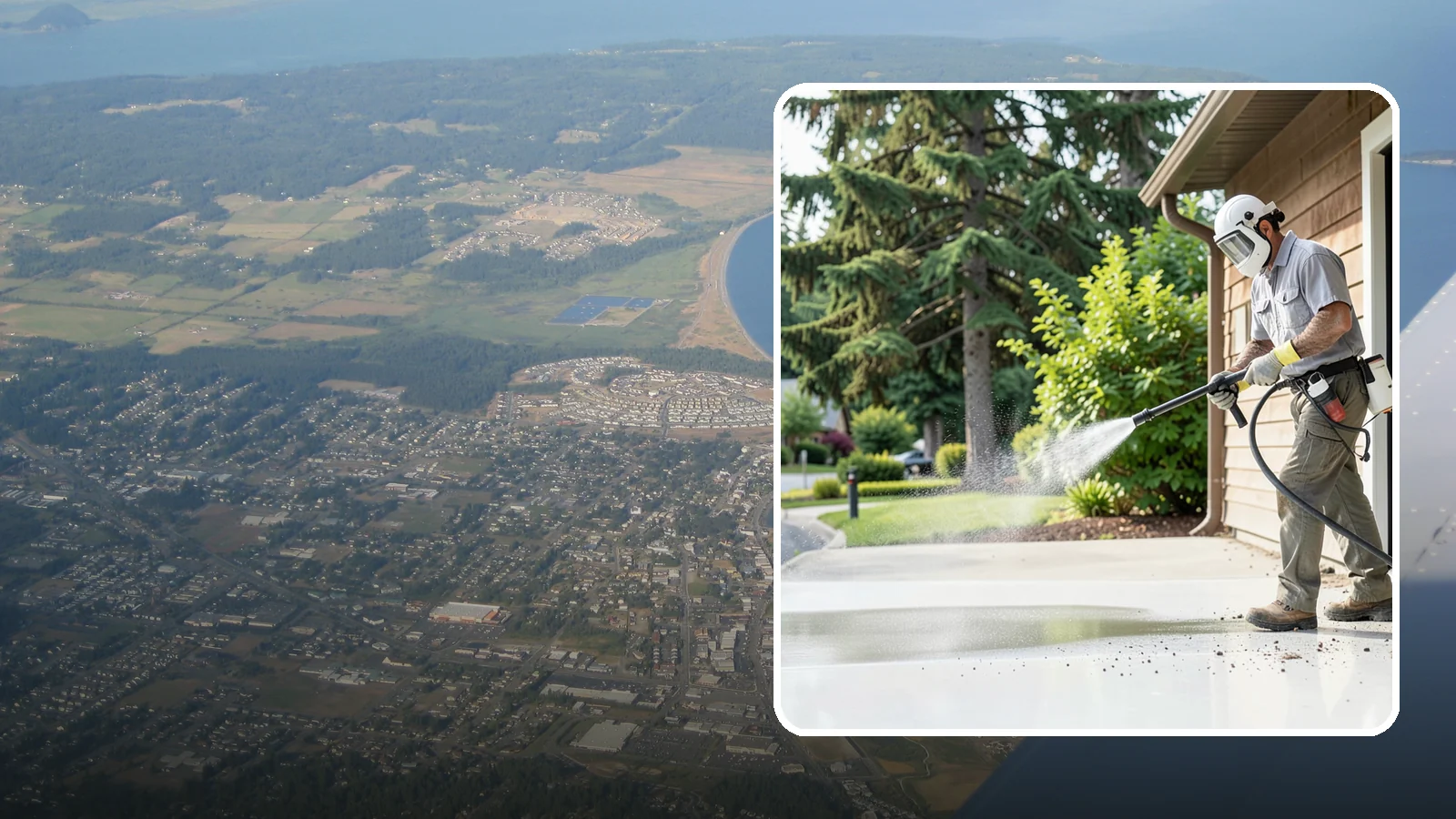Post-Construction Pressure Washing in Oak Harbor, Island County, WA - We handle heavy post-construction washing on Washington properties to clear the toughest build-out residue.