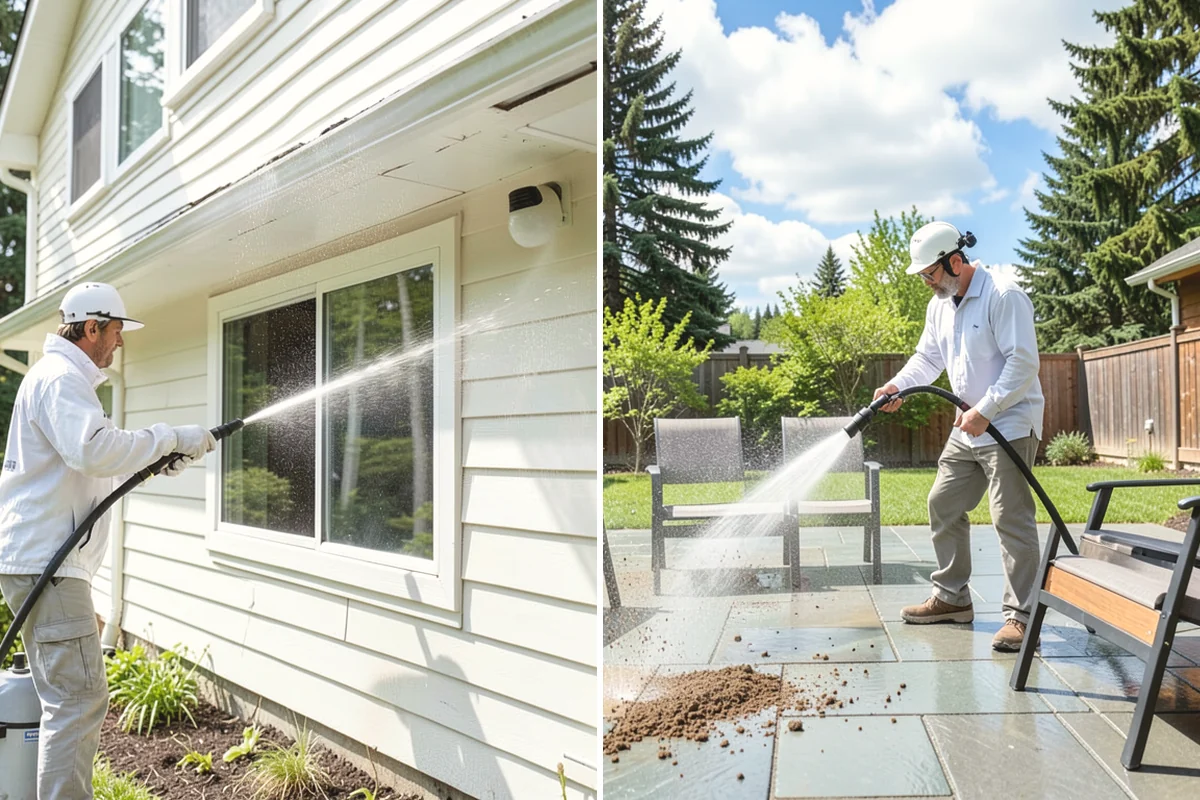 Post-Construction Pressure Washing in Oak Harbor, Island County, WA - Assess residue hardness across each surface
