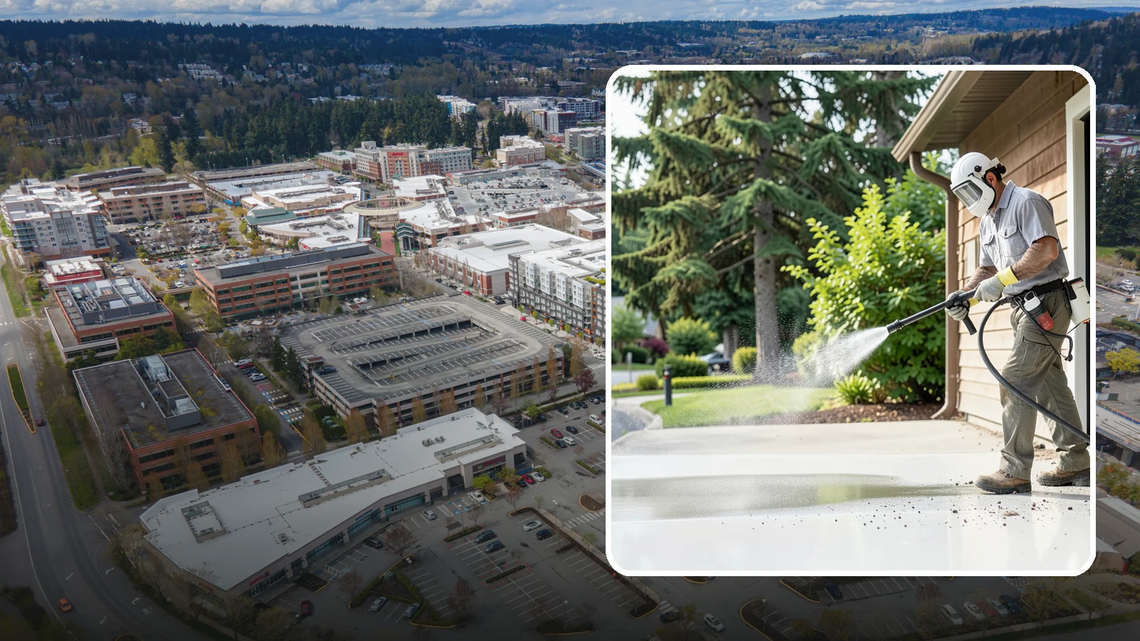Post-Construction Pressure Washing in Redmond, King County, WA - We handle heavy post-construction washing on Washington properties to clear the toughest build-out residue.