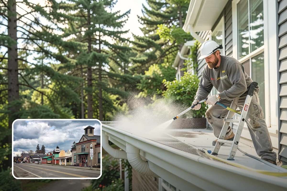 Post-Construction Pressure Washing in Roy, Pierce County, WA - Strips dried mortar and paint from hardscapes