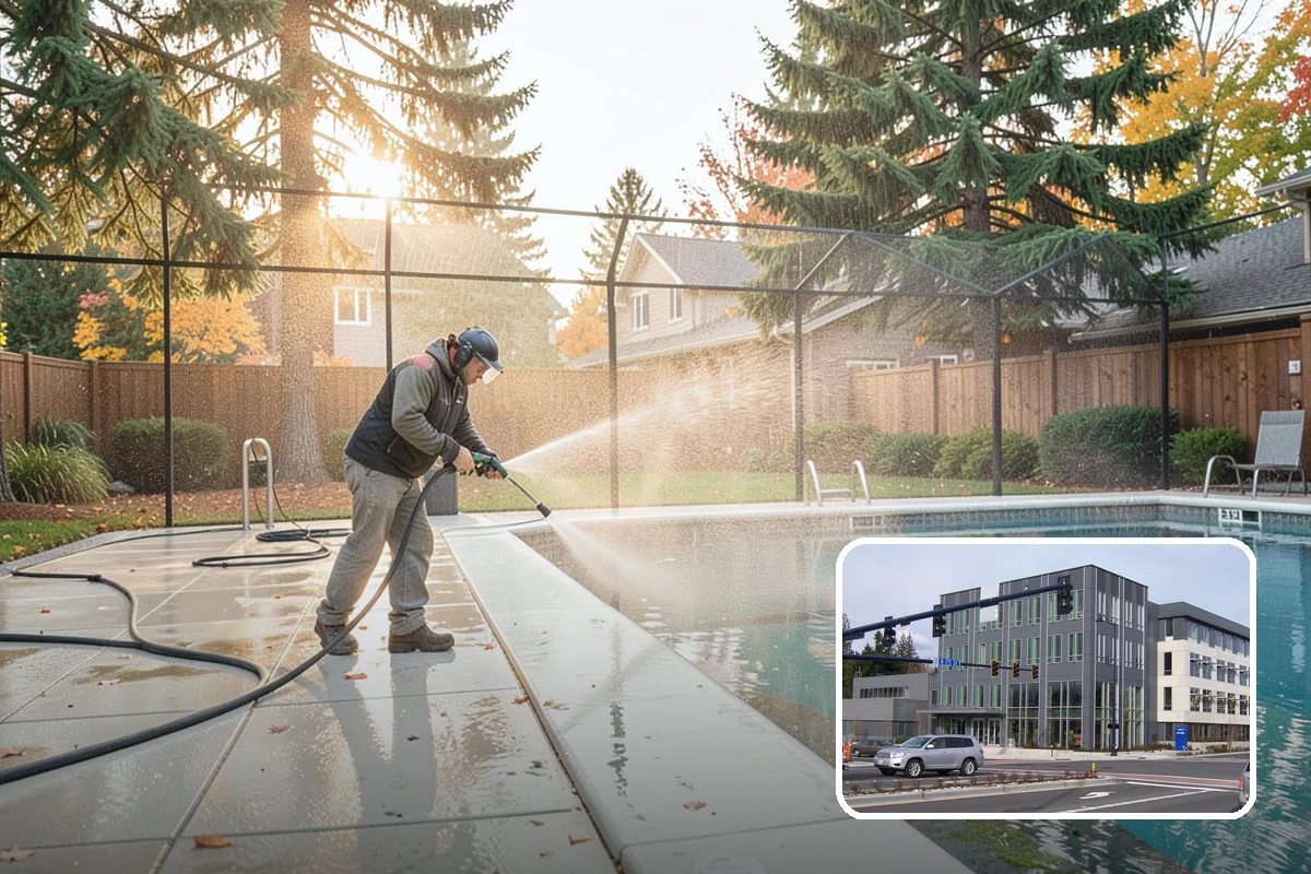 Post-Construction Pressure Washing in Shoreline, King County, WA - Strips dried mortar and paint from hardscapes