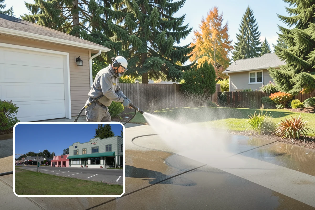 Post-Construction Pressure Washing in Snoqualmie, King County, WA - Strips dried mortar and paint from hardscapes