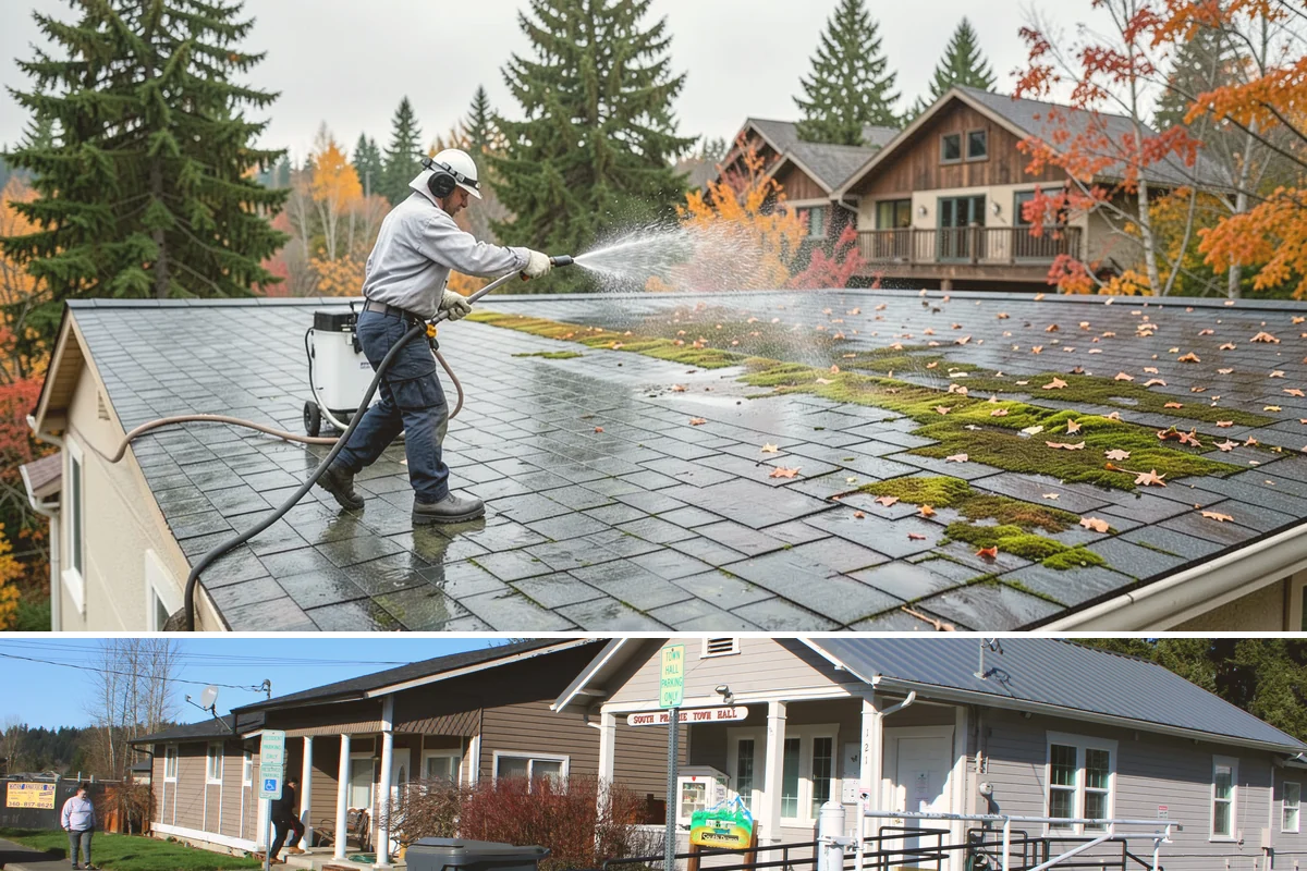 Post-Construction Pressure Washing in South Prairie, Pierce County, WA - Post-construction pressure washing is completed as the final trade wraps, with dry-weather scheduling preferred so surfaces are...