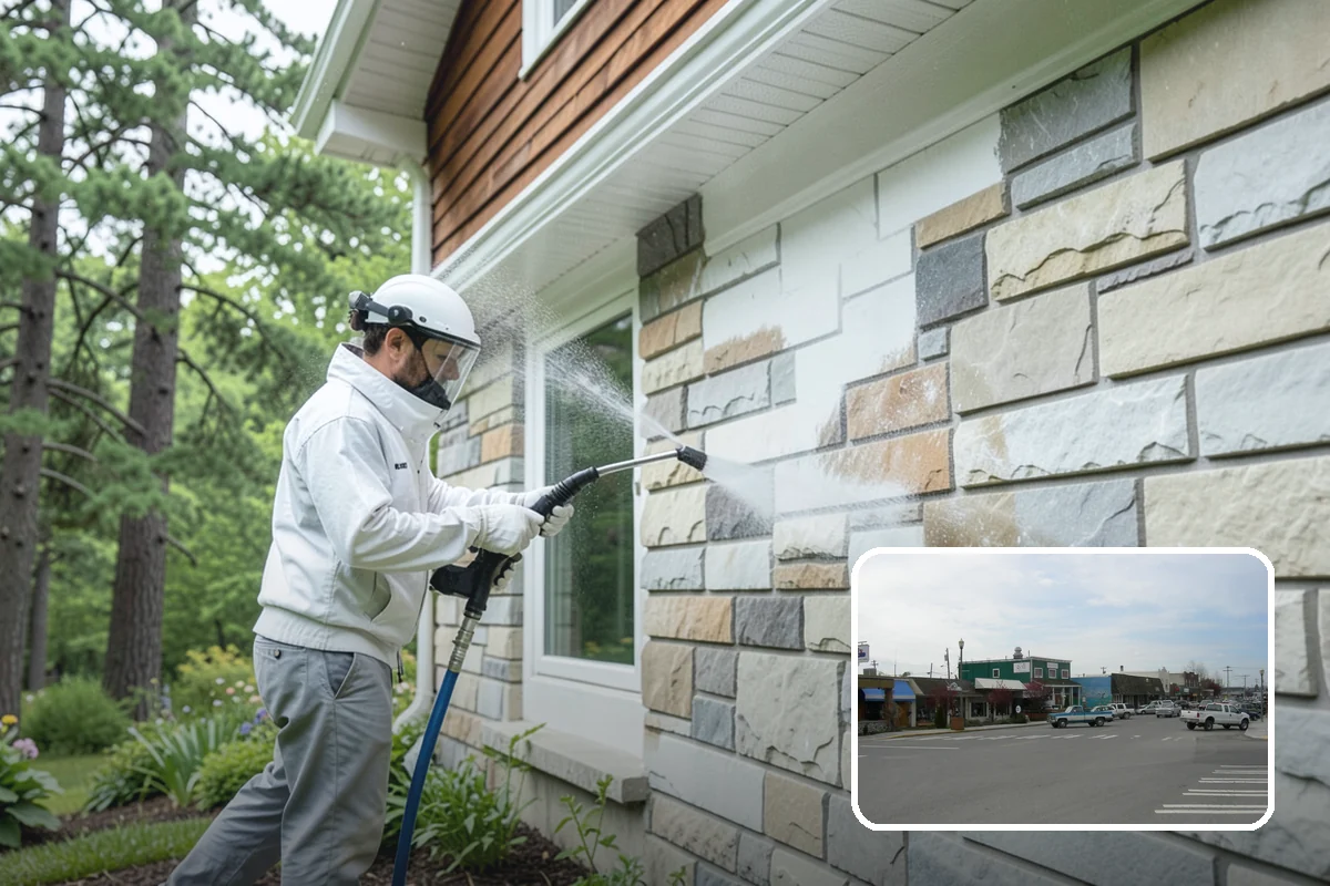 Post-Construction Pressure Washing in Stanwood, Snohomish County, WA - Strips dried mortar and paint from hardscapes