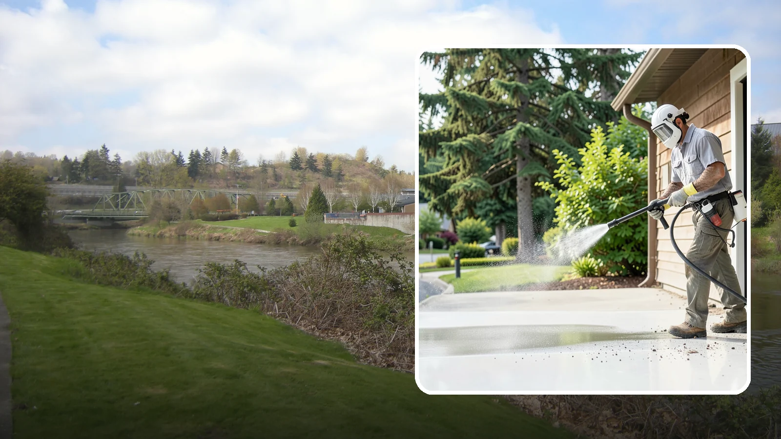 Post-Construction Pressure Washing in Tukwila, King County, WA - We handle heavy post-construction washing on Washington properties to clear the toughest build-out residue.