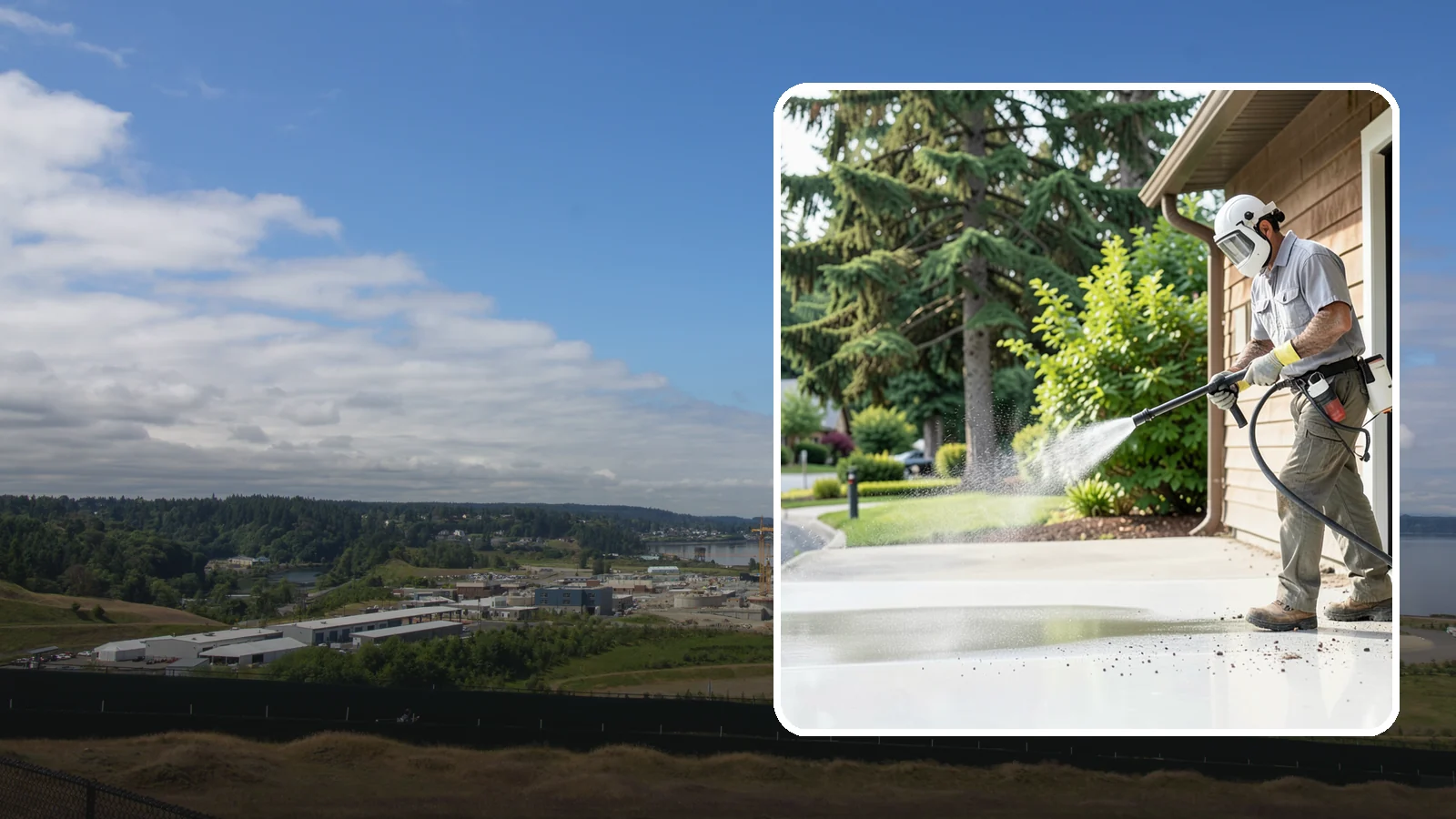 Post-Construction Pressure Washing in University Place, Pierce County, WA - We handle heavy post-construction washing on Washington properties to clear the toughest build-out residue.