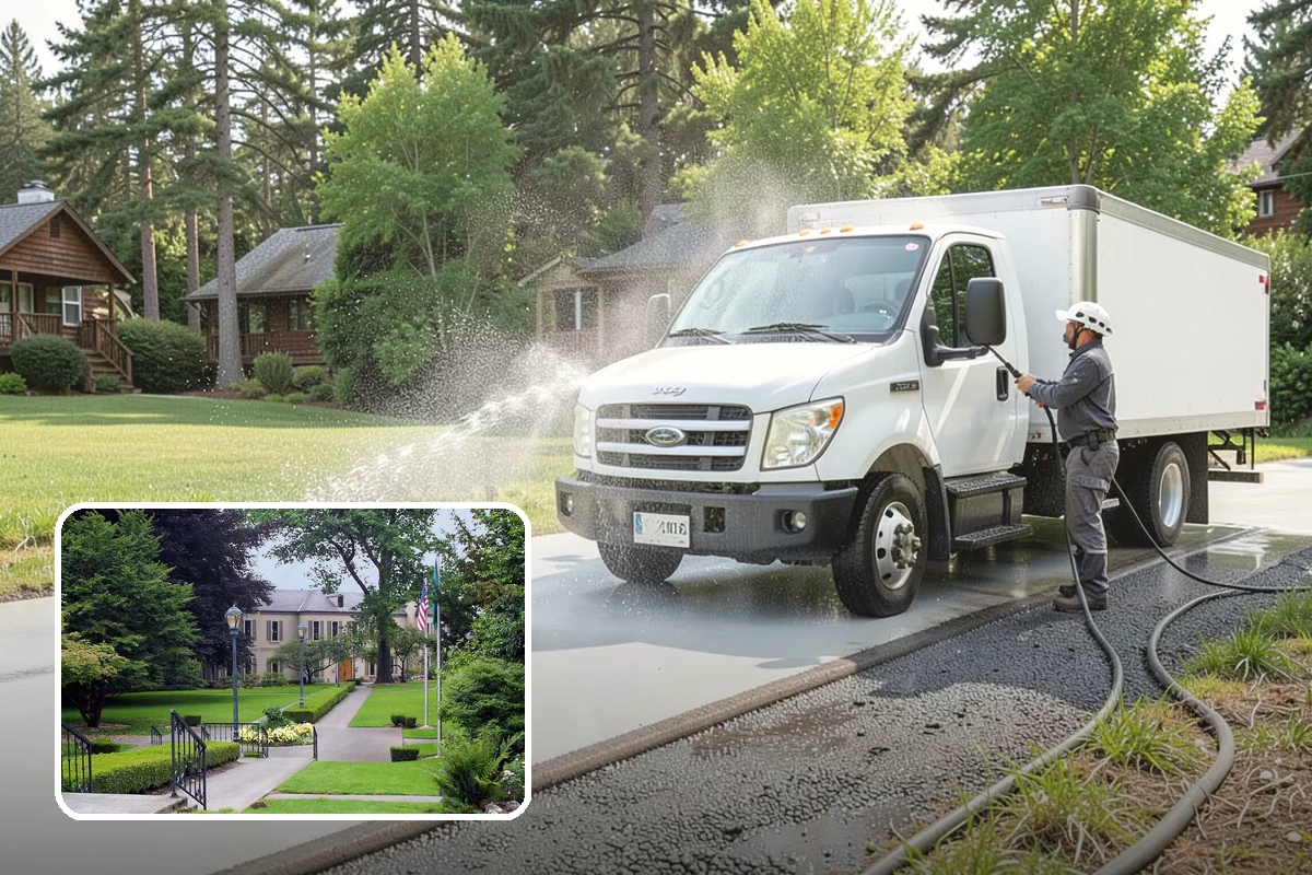 Post-Construction Pressure Washing in Woodinville, King County, WA - Strips dried mortar and paint from hardscapes