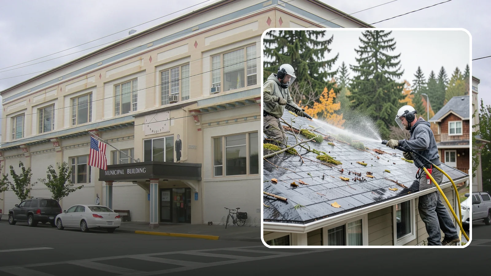 Post-Storm Roof Cleaning in Anacortes, Skagit County, WA - Post-storm roof cleaning clears the branches, needles, and debris that Northwest storms pile onto roofs and lodge in valleys.